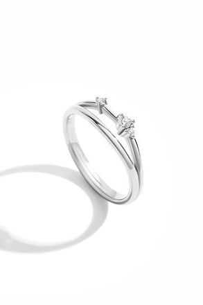Mint & Lily Crescent Moon Cubic Zirconia Ring in 925 Sterling Silver at Nordstrom, Size 7
