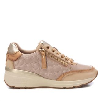 Xti Womens Leather Trainer Sneakers In Beige