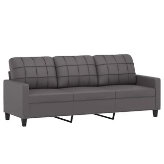 vidaXL Sof&aacute; De 3 Plazas De Cuero Sint&eacute;tico Gris 180 Cm Vidaxl