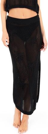 Hurley Embroidered Open Knit Midi Skirt in Black at Nordstrom, Size X-Large
