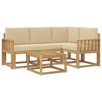 vidaXL Conjunto De Sof&aacute;s De Exterior Con Coj&iacute;n 5 Pcs Y Beige Vidaxl