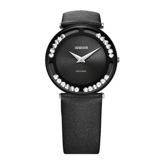 Jowissa Rond Horloge - Dames - Horloges - Zwart - ONE Size - Satijn - Accessoires