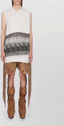 Rick Owens jumbo graphic tank top raw edges