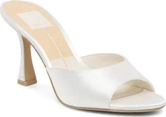 Dolce Vita Rosha Slide Sandal in True White Satin at Nordstrom, Size 8.5