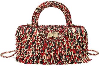 Tiffany & Fred Tassel Weaving Raffia Top Handle Crossbody