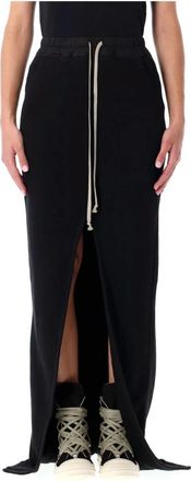 Rick Owens Zwarte Split Rok Aw 25 Urban Look - Dames - Maxi Rokken - Zwart - S - Katoen - Rokken