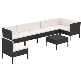 vidaXL 8 Pcs Garden Lounge Set Con Vime Pe Negro