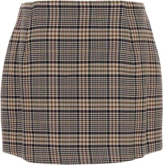 Anine Bing Womens Embroidered Viscose Blend Tierra Mini Skirt Beigeandnavychecks Gonne