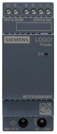 SIEMENS Fuente De Alimentaci&oacute;n Logopower, 1-f&aacute;sico Dc 5 V/3 A, 6ep33106sb000ay0