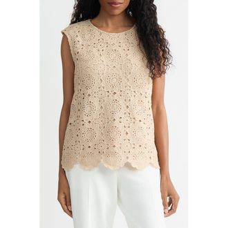 Kasper Extended Shoulder Crochet Top in Light Wheat at Nordstrom, Size X-Small