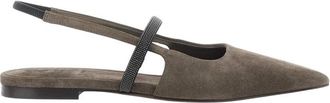 Brunello Cucinelli Suede Slingback Mules - Dames - Schoenen - Bruin - Maat: 38 EU Su&egrave;de