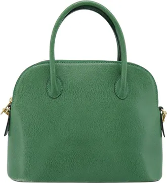 Celine Vintage Convertible Bowler Leather Green Leather Handbag (Pre-Owned)