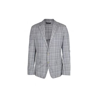 Dolce & Gabbana Jassen, Heren, Grijs, L, Katoen, Checkered Blazer