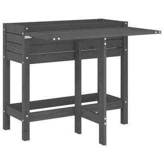Berkfield Home Garden Planter with Folding Tabletop Grey Solid Wood Pine