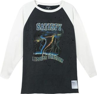 SATISFY MothTech Distressed Three-quarter Sleeve T-shirt