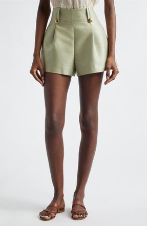 Zimmermann Kindred Spirit Luna Tailored High Waist Wool & Silk Shorts in Palm at Nordstrom, Size 0