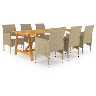 vidaXL 7 Pc Set Para Beige De Jard&iacute;n
