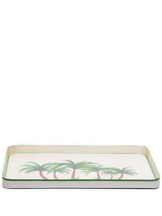 Les-Ottomans palm tree-print rectangle tray - White