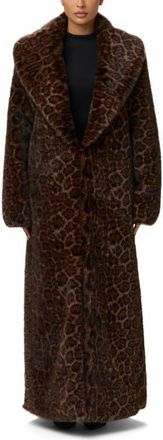 Naked Wardrobe Leopard Faux Fur Coat in Dark Leopard at Nordstrom, Size Medium