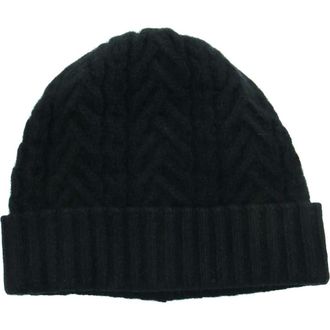 Portolano Cashmere beanie in fancy stitch in Black at Nordstrom