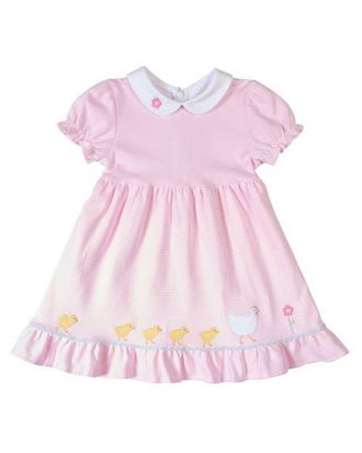 Florence Eiseman Stripe Knit Dress With Flowers, Hen & Chicks in Pink/white at Nordstrom, Size 12M