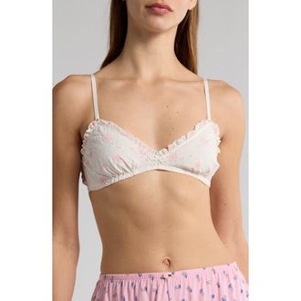 Florence By Mills Eyelet Cotton Bralette in Ivory/Pink Multi at Nordstrom Rack, Size Xx-Large