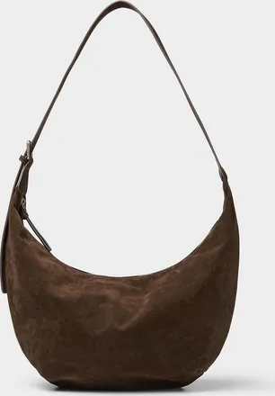 Simons Womens Soft faux-suede rounded hobo bag