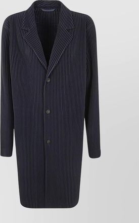 Homme Plissé Issey Miyake longline notch lapel ribbed coat