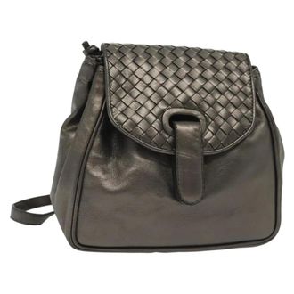 Bottega Veneta Intrecciato Patent Leather Metallic Leather Backpack Bag (Pre-Owned)