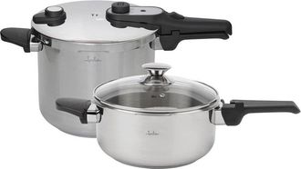 Jata Ollas A Presi&oacute;n Jata Hogar Holl2547 Express De 4 L + 7 L, Acero Inoxidable Sus304, Compatibles Con Inducci&oacute;n, 2 Niveles De Presi