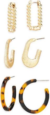 Cara Assorted 3-Pack Hoop Earrings in Gold at Nordstrom Rack