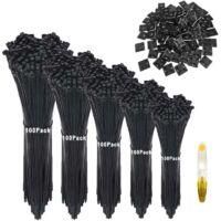 OEM 500 Bridas Para Cables De 100/150/200/250/300 Mm, Bridas De Nailon, Para Cables De Interior Y Exterior, Herramientas, Acabado De Jard&iacute;n + 50 Bases Adh