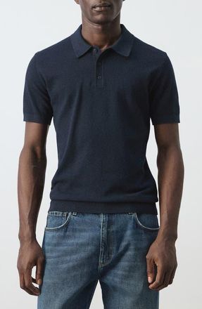 Mango Fine Knit Polo in Navy at Nordstrom, Size Xx-Large