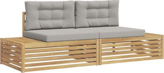 vidaXL 2 Uds. Conjunto De Sof&aacute;s De Exterior Poli&eacute;ster Blanco Vidaxl