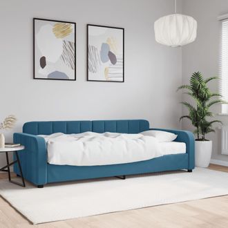 vidaXL Sof&aacute; Cama Con Colch&oacute;n Terciopelo Azul 90x200 Cm Vidaxl