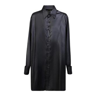 Maison Margiela Shirts, female, Black, Size: 2XS Sophisticated Oversize Fit Shirt