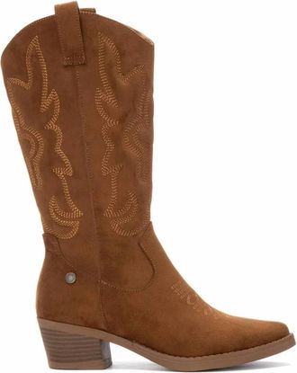Refresh Womens Classic Embroidery Boots In Camel