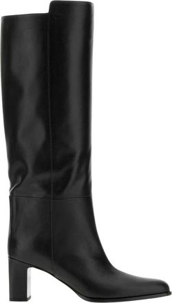 Jimmy Choo London Caly Kniekouslaarzen - Dames - Laarzen met Hak - Zwart - 40 EU - Leer - Schoenen
