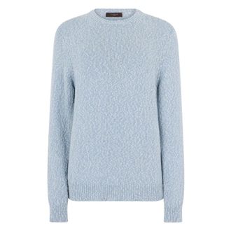 Slowear Round-neck Knitwear, male, Blue, Size: XL Cotton Sweater