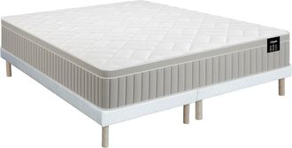 Vente-Unique Conjunto 180 x 200 cm somier con arc&oacute;n tapizado + colch&oacute;n de espuma y gel viscoel&aacute;stico 7 zonas grosor 22cm - SOMIRA de YSM&Eacute;E