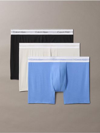 Calvin Klein Mens Icon Modal Mesh 3-Pack Boxer Brief - Blue - XL