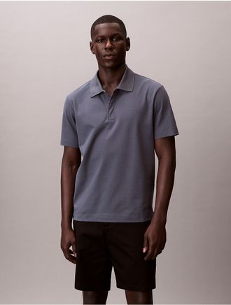 Calvin Klein Mens Cotton Blend Pique Classic Polo Shirt - Blue - XL
