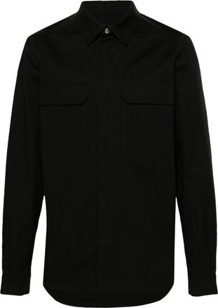 Rick Owens flap-pockets coated shirt - men - Organic Cotton/Spandex/Elastane - 56 - Black