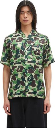 A Bathing Ape ABC Camo Open-collar Short Sleeve Shirt - Heren - Korte mouwen Overhemden - Groen - L - Polyester - Overhemden
