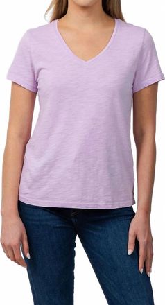 Elliott Lauren Short Sleeve V-Neck Tee In Lavender