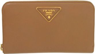 Prada Brown Camel Leather Long Wallet (Bi-Fold) (Pre-Owned)