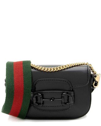 Gucci Black Leather Horsebit 1955 Super Mini Shoulder Bag (Authentic Pre- Loved)