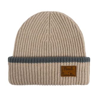 Paul Smith Beanies, female, Beige, Size: ONE SIZE Beanie with a Logo Patch