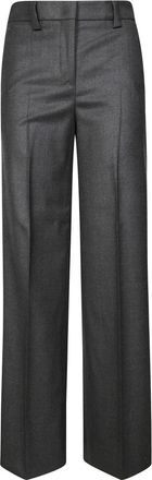 Incotex Flannel Wide Leg Pants - Dames - Wijde Broeken - Grijs - L - Broeken