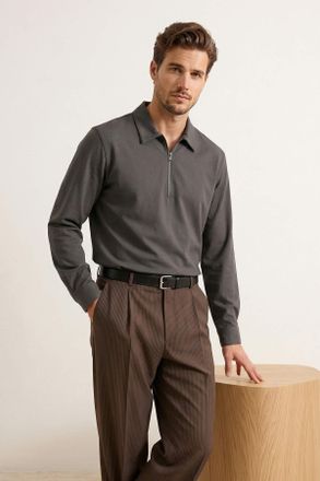 Trendyol MAN Heren Grijs Effen Lang Regular fit Overhemden